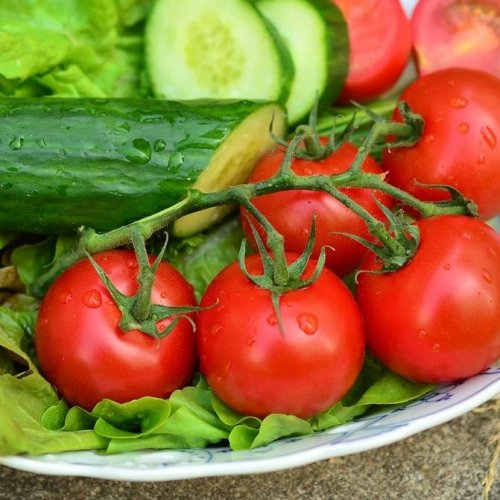 Tomātu, gurķu un avokado salāti